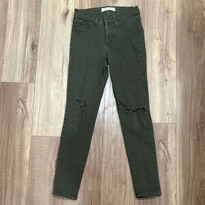 Olive Distressed Women Jeans